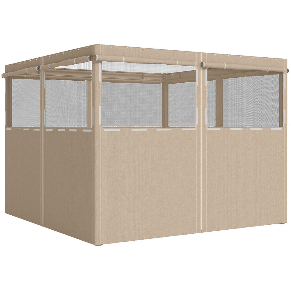 Outsunny 3 x 3m Khaki Gazebo Replacement Curtain 4 Pack Image 1