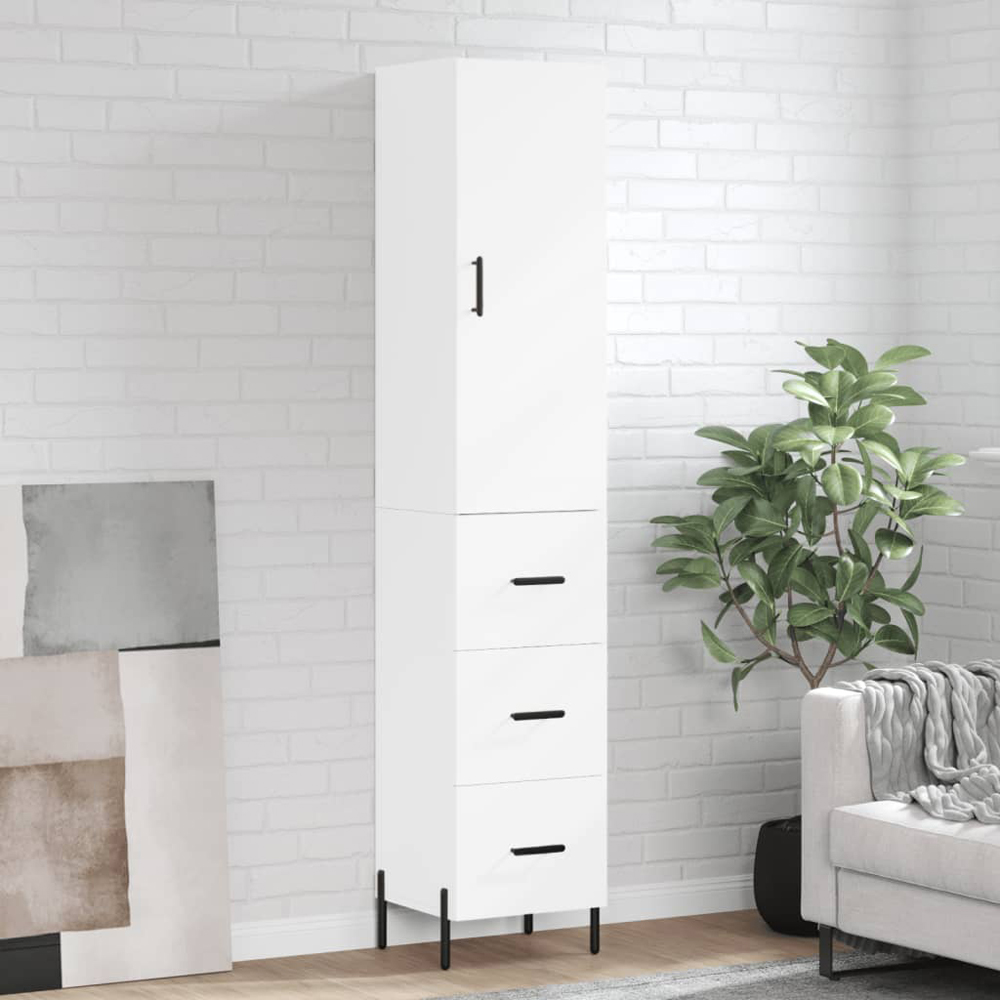 vidaXL Single Door 3 Drawer White Highboard Image 1