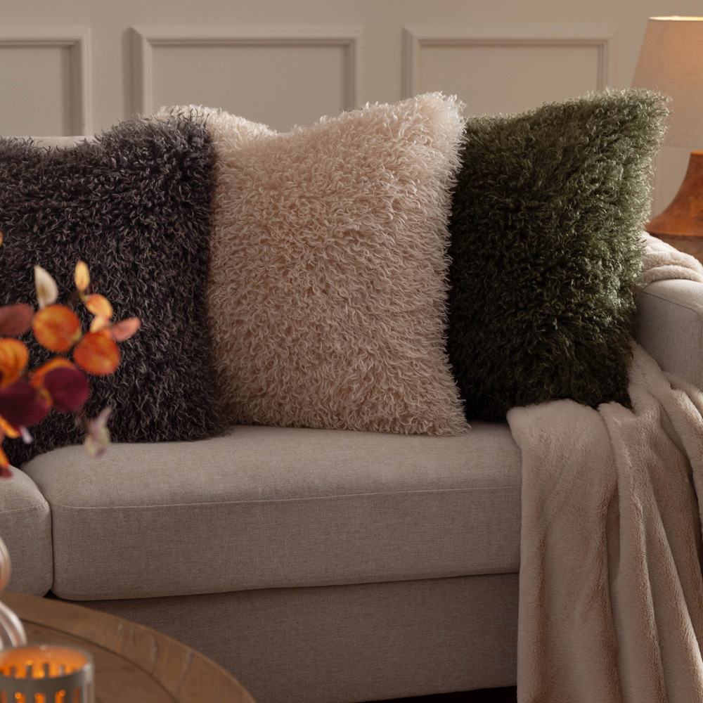 Furn Rowan Grey Faux Fur Reversible Cushion 50 x 50cm Image 4