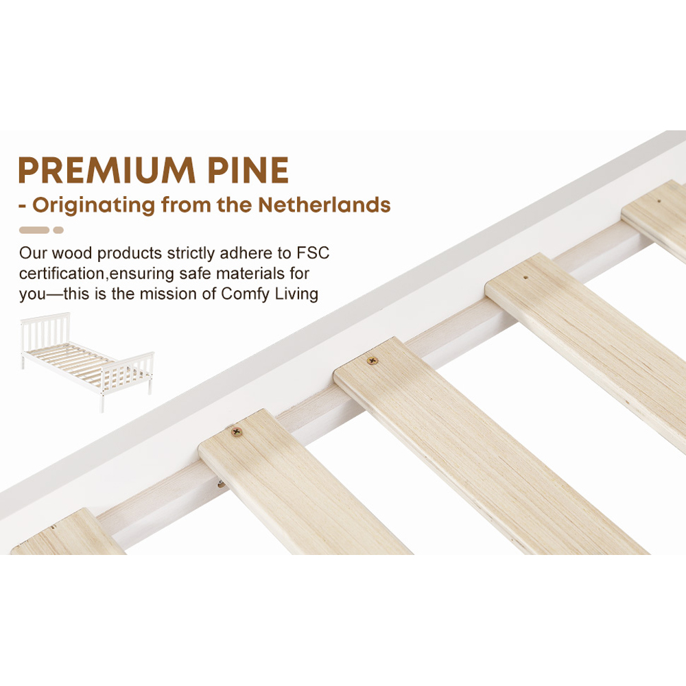 Brooklyn Single White Wooden Bed Frame Image 6