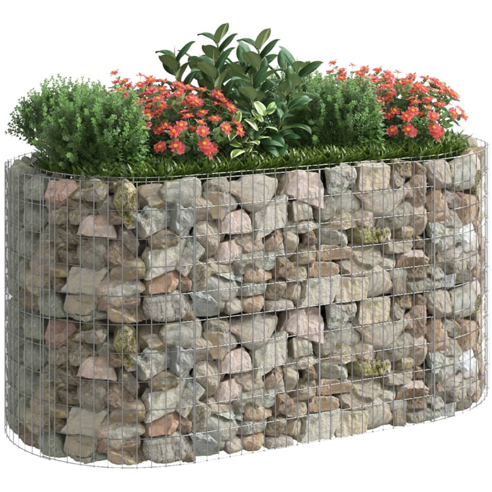 vidaXL Silver Galvanised Iron Gabion Raised Bed 200 x 100 x 100cm Image 2