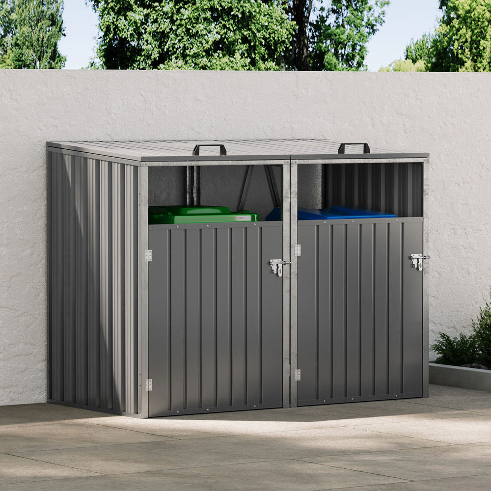 Living and Home 5 x 4ft Double Wheelie Bin Pent Storage Shed Image 7