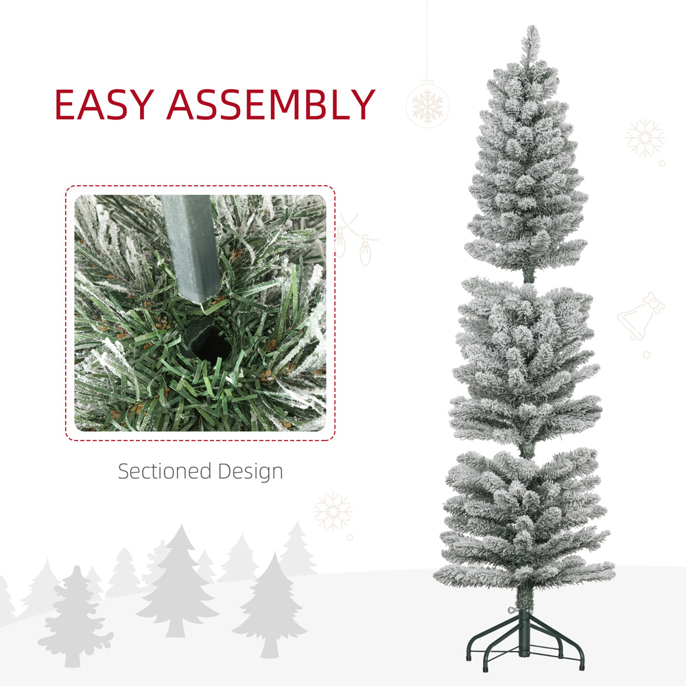 Everglow Snow Flocked Pencil Artificial Christmas Tree 5ft Image 6