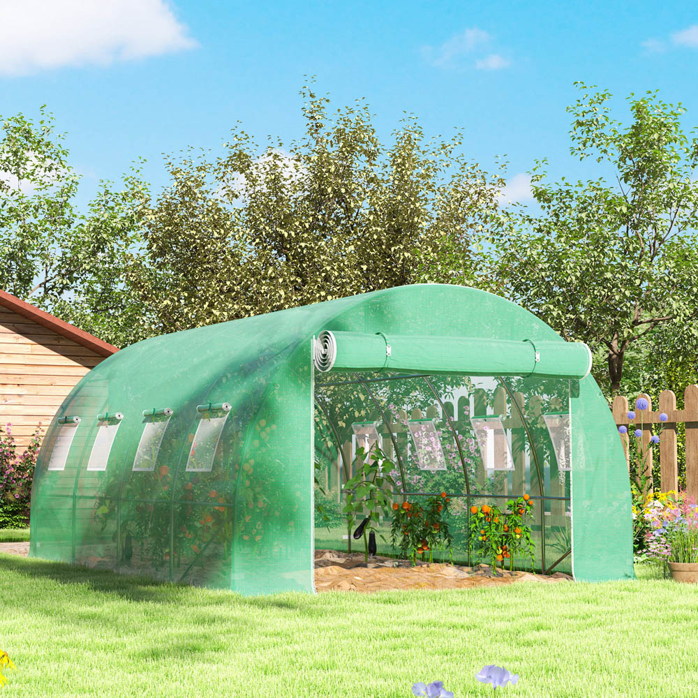 Outsunny 6.5 x 13 x 10ft Green Replacement Greenhouse Cover Image 2