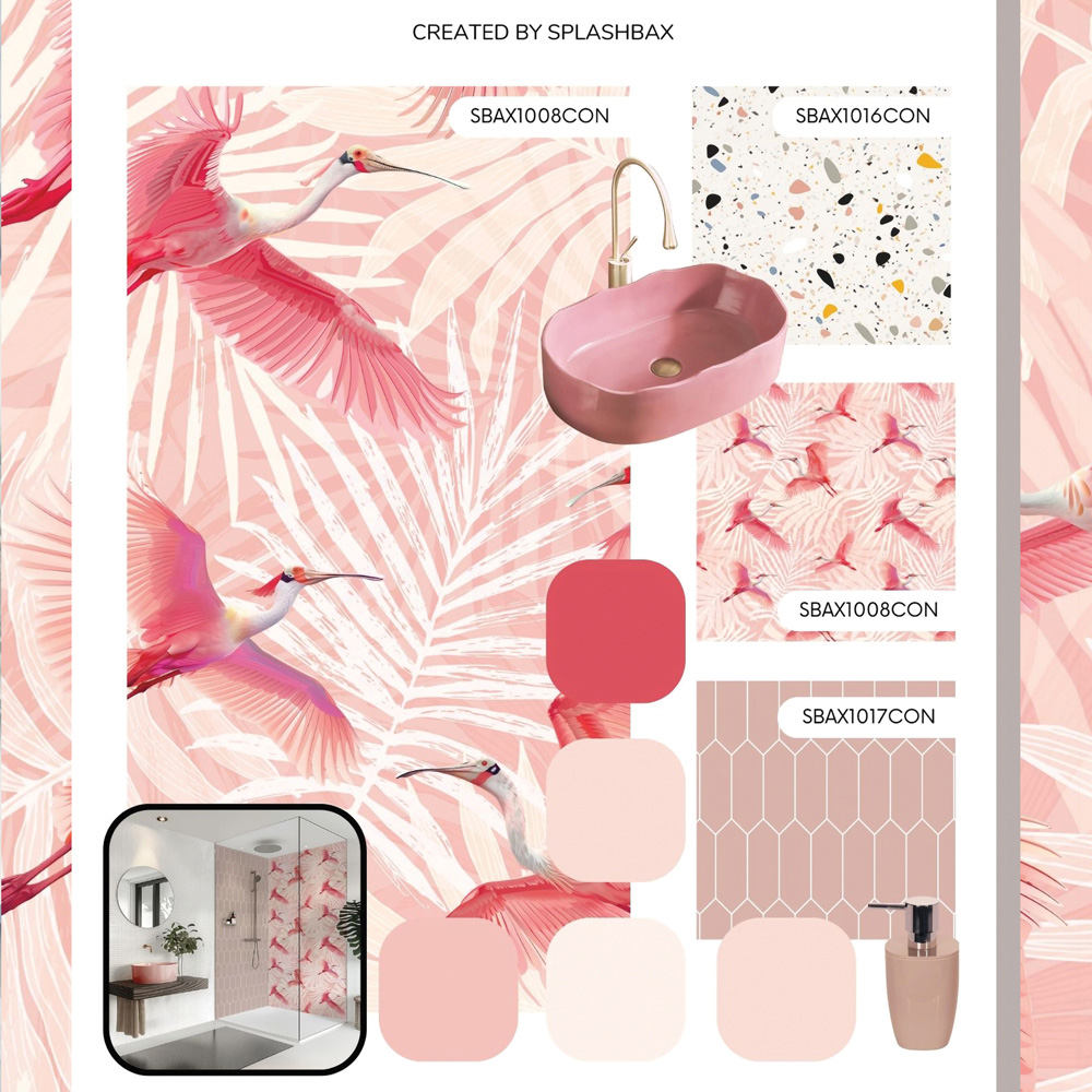 Splashbax Premium Artisan Pink Love Di Bond Shower Panel 2400 x 800mm Image 7