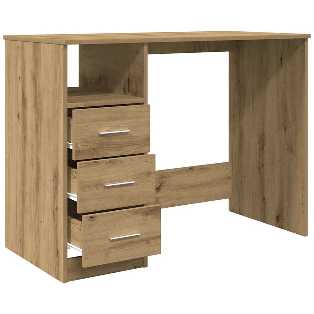 vidaXL 3 Drawer Single Shelf Computer Desk Artisan Oak Image 4