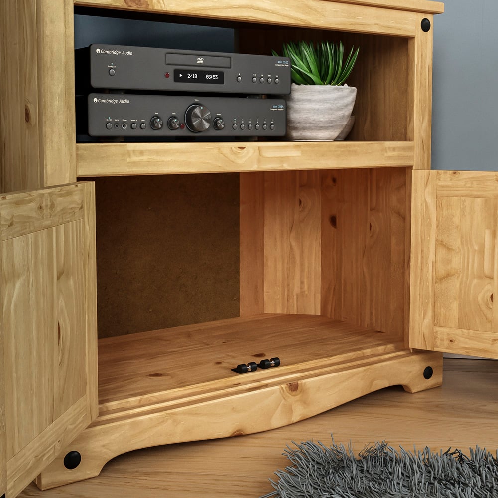 Vida Designs Corona 2 Door Single Shelf Pine Corner TV Unit Image 5