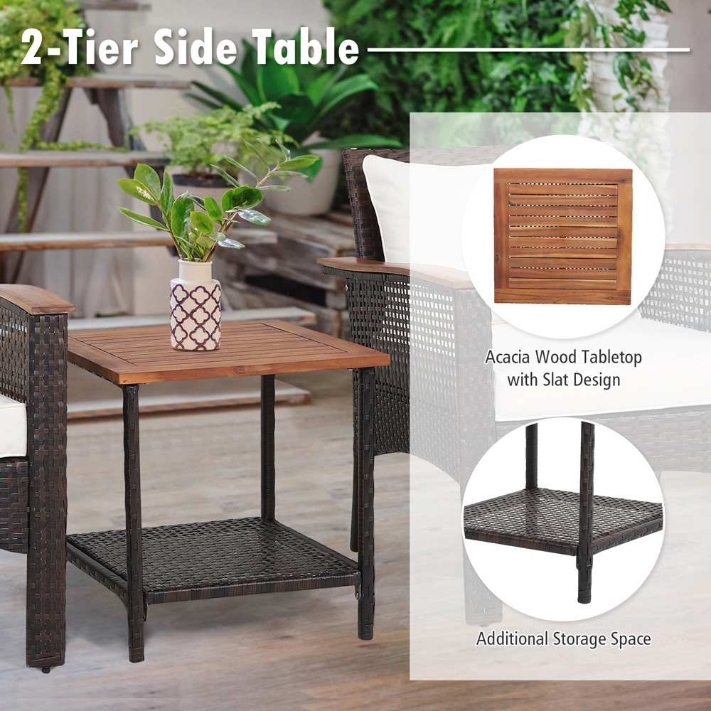 Costway 2 Seater PE Rattan Bistro Set Image 4