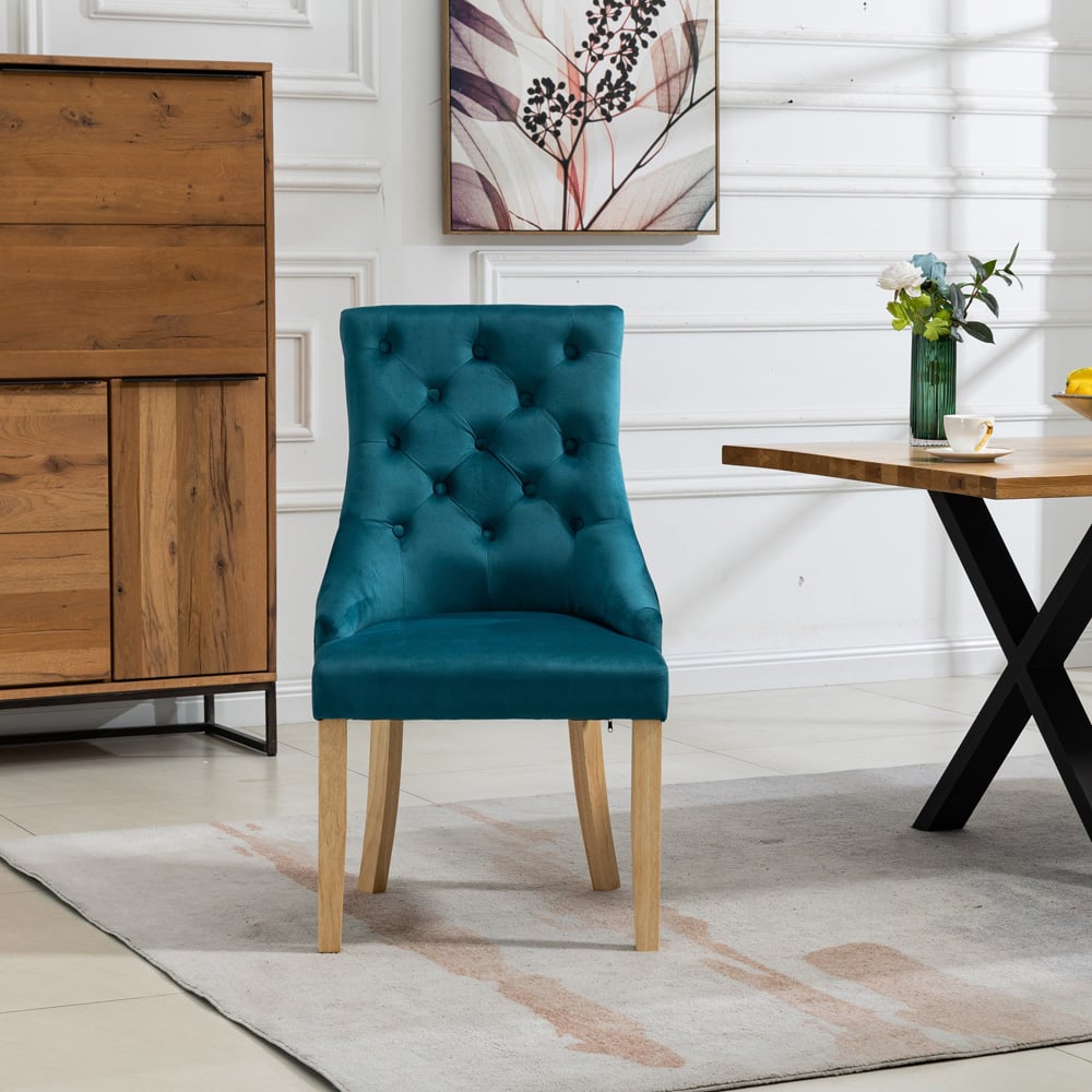 Artemis Home Ravenna Set of 2 Teal Velvet Dining Chair Image 2