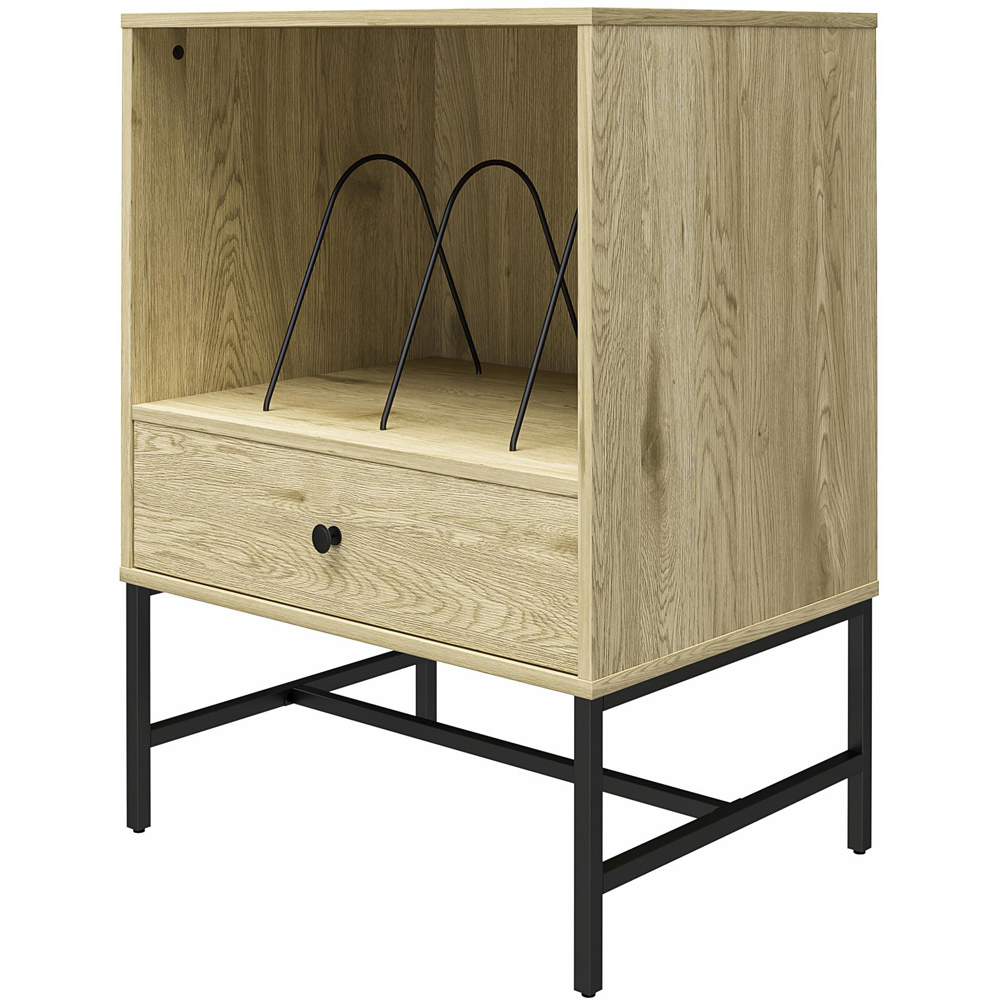 Dorel Tamlin Single Drawer Oak Record Stand Image 4