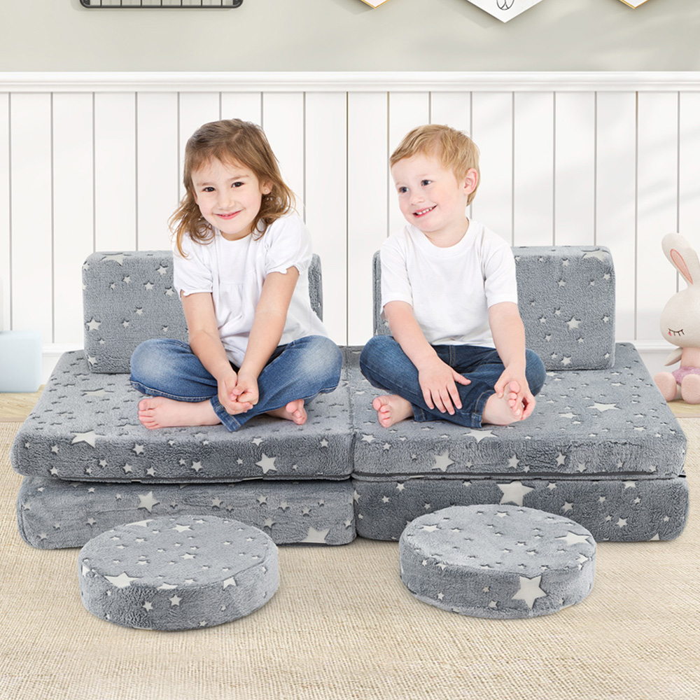 Costway Glow in the Dark Kids Play Couch Set Image 1