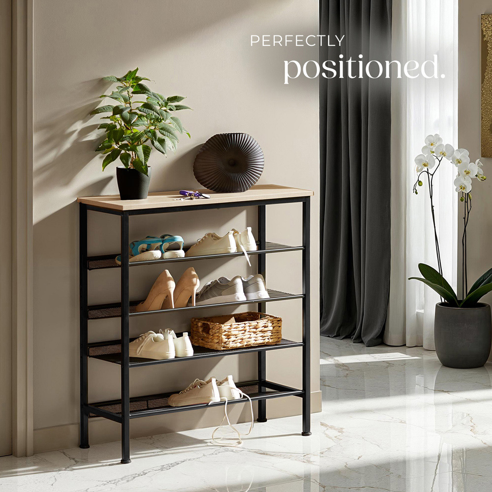 tectake Bournemouth 4 Grid Shelf Oak Sonoma Shoe Rack Image 8