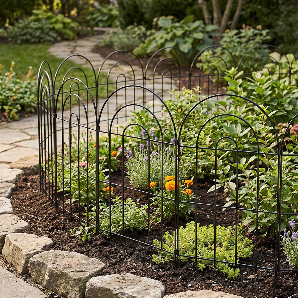 Levede Mountview 10 Piece Black Steel Garden Fence Image 2