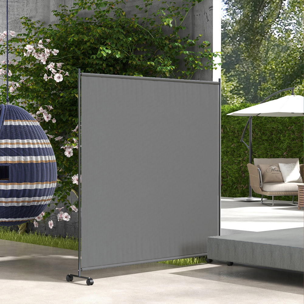Outsunny Dark Grey Garden Privacy Screen with Wheels 6ft Image 3