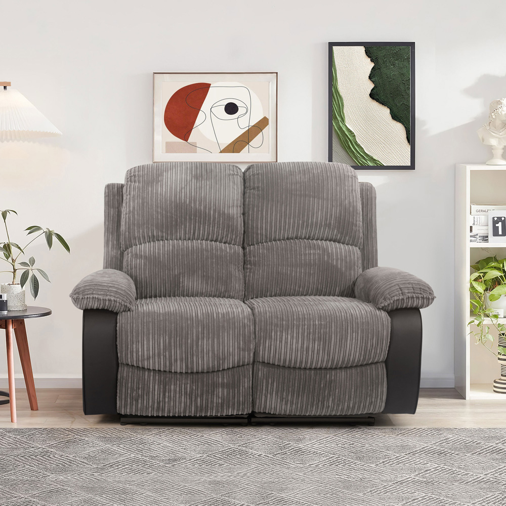 Comfy Living 2 Seater Grey Cord Fabric Electric Recliner Sofa Image 6