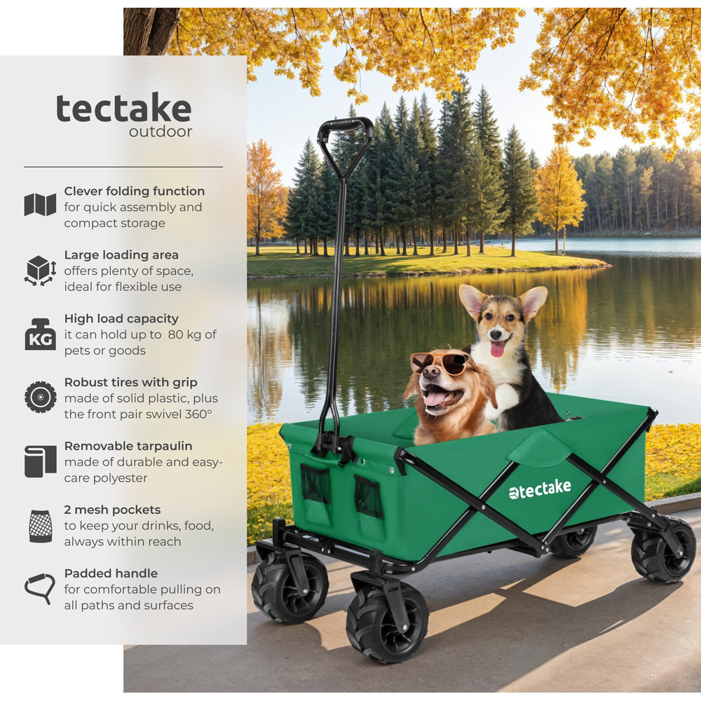 tectake Green 2 Pocket Foldable Garden Trolley 80kg Image 6