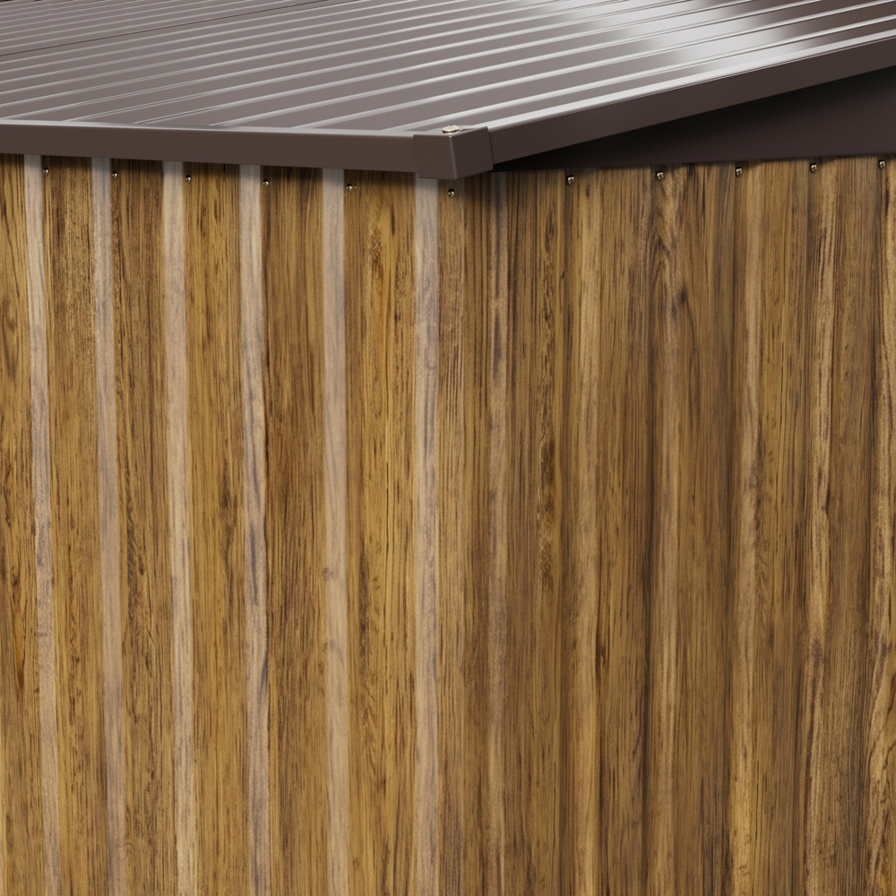 Living and Home 8 x 8ft Brown Wood Grain Metal Apex Garden Storage Shed with Foundation Image 6