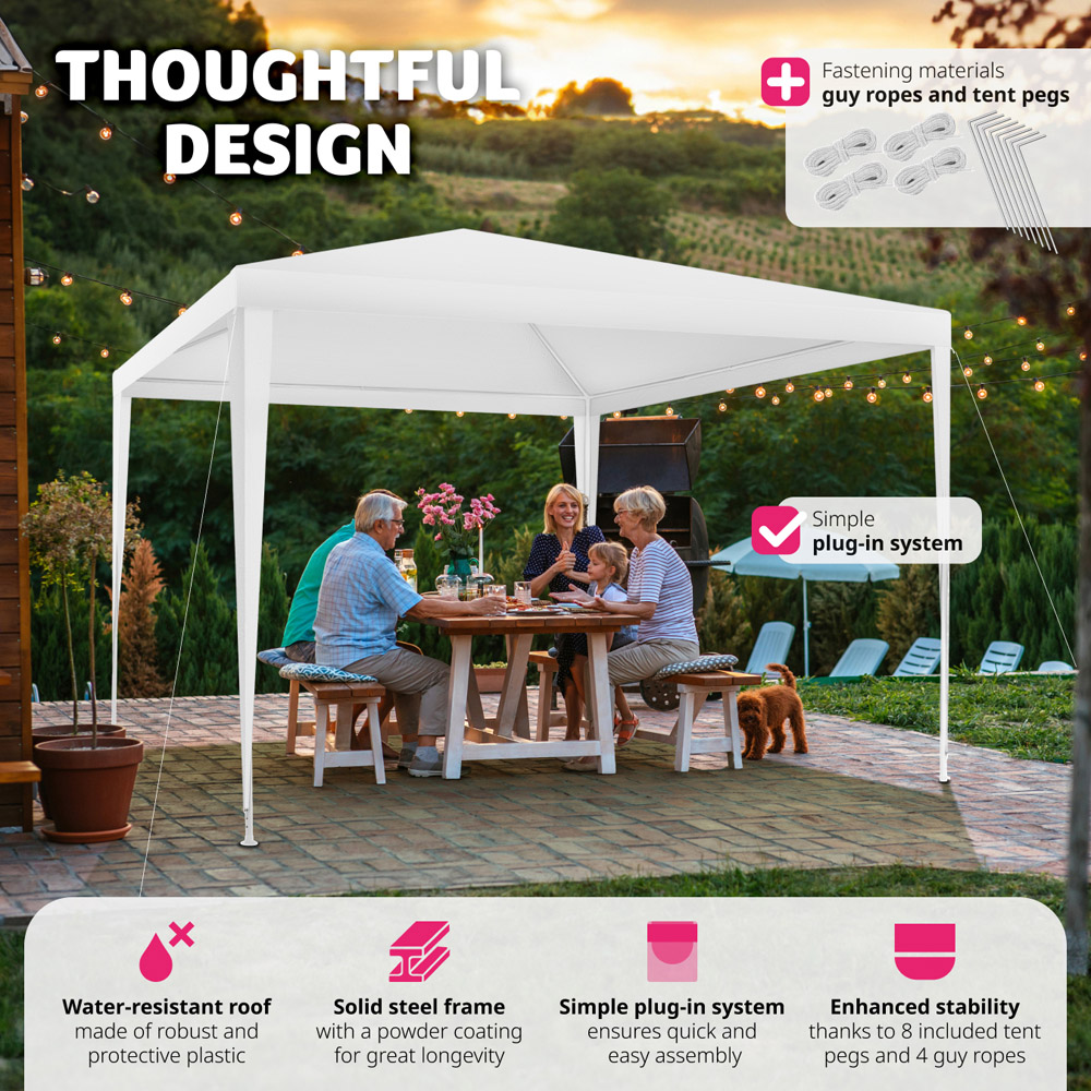 tectake Kara 3 x 3m White Water and UV Resistant Gazebo Image 3