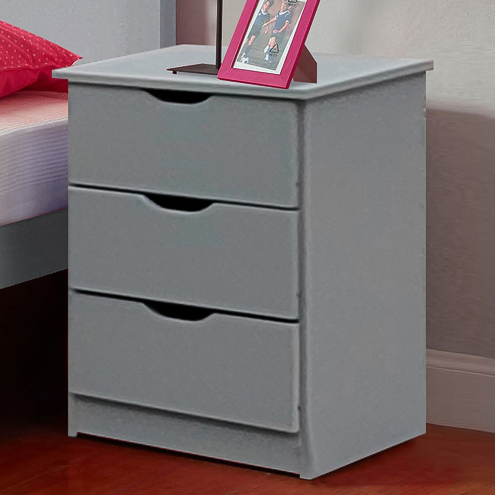 Brooklyn 3 Drawer Grey Childrens Wooden Star Bedside Table Image 1