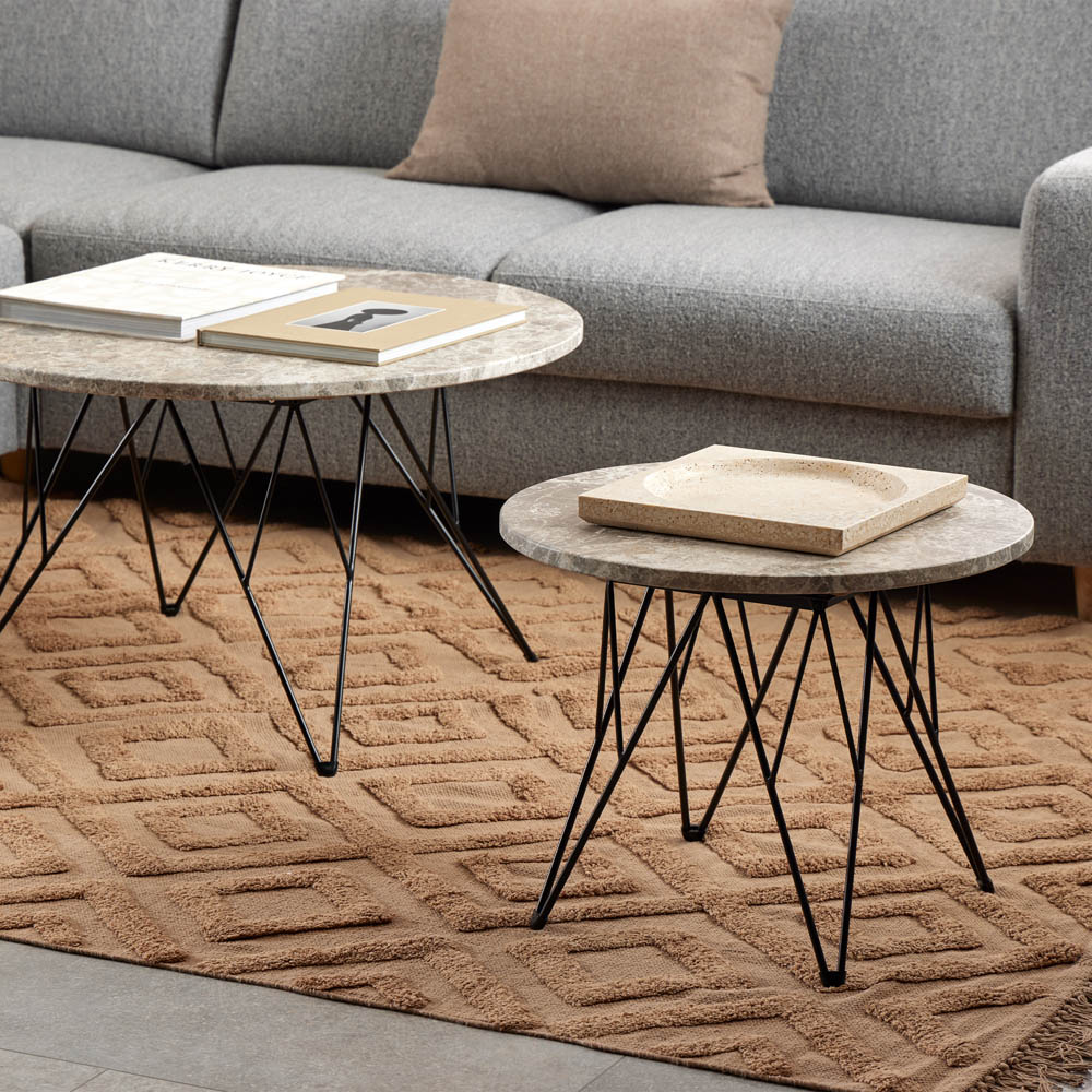 Florence Prunus Grey Marble Round Side Table Image 6