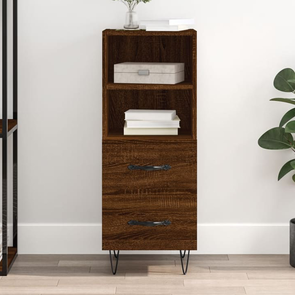 vidaXL 2 Drawer 2 Shelf Brown Oak Sideboard Image 1