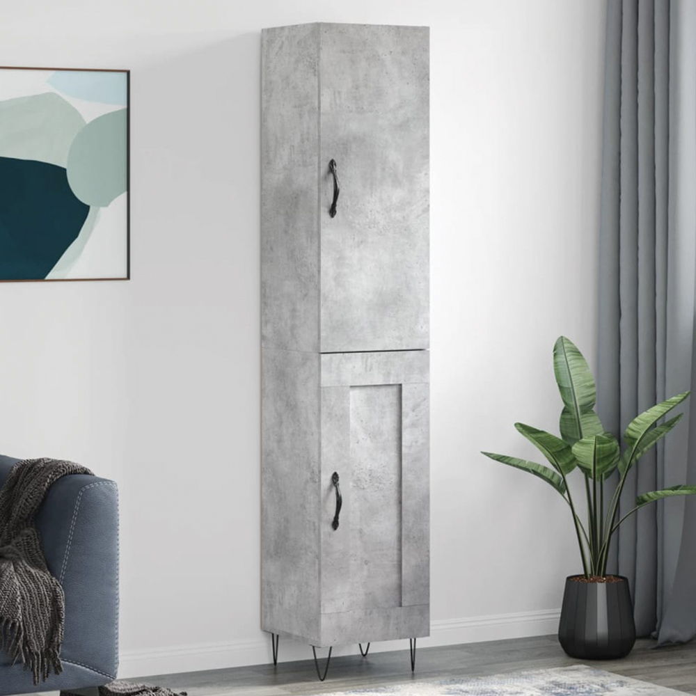 vidaXL 2 Door Concrete Grey Slim Highboard Image 1