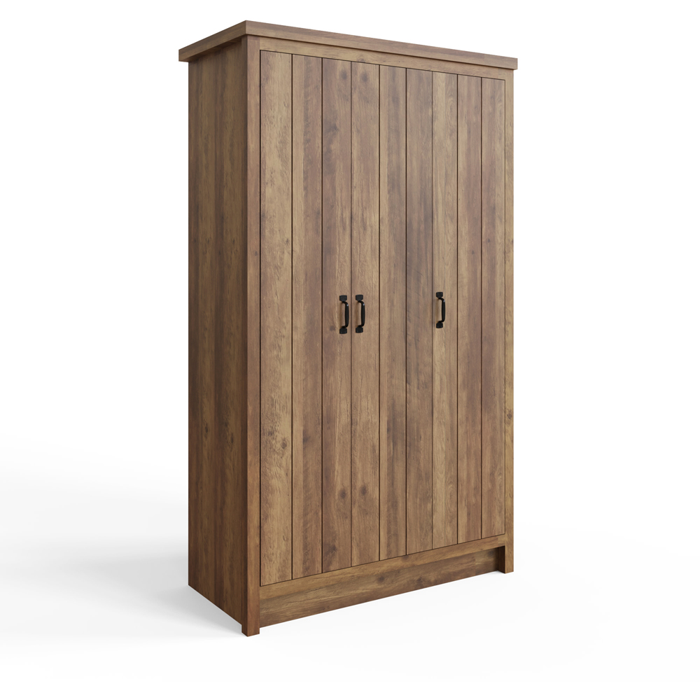 GFW Boston 3 Door Knotty Oak Wood Wardrobe Image 2