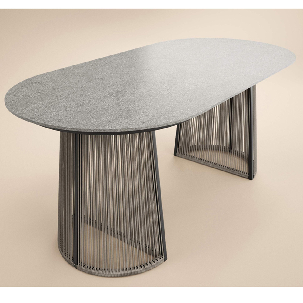 SOLACE+CO Hana Lynden 4 Seater Grey Oval Garden Dining Set Image 6