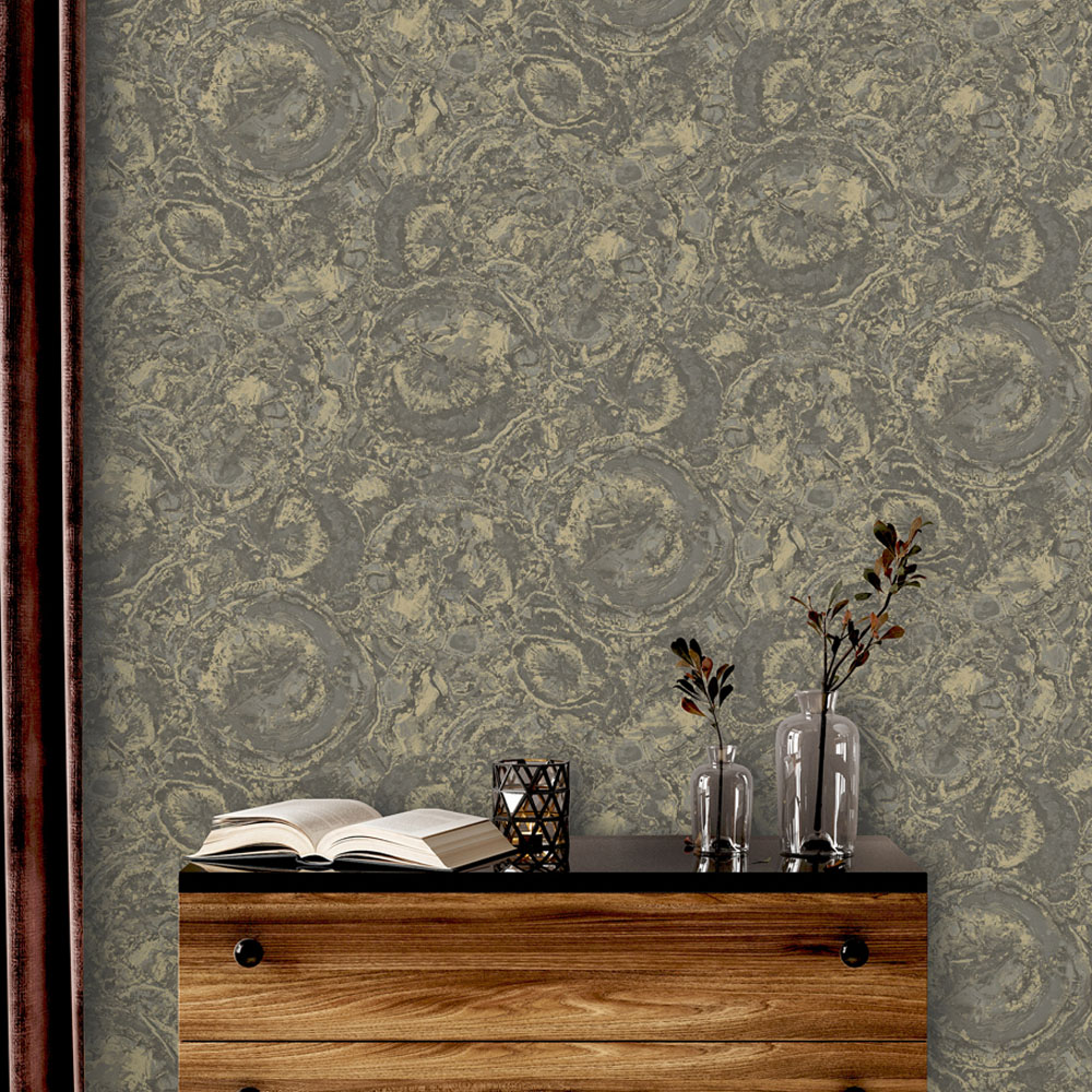 Rasch Orvieto Marble Black Gold Wallpaper Image 5