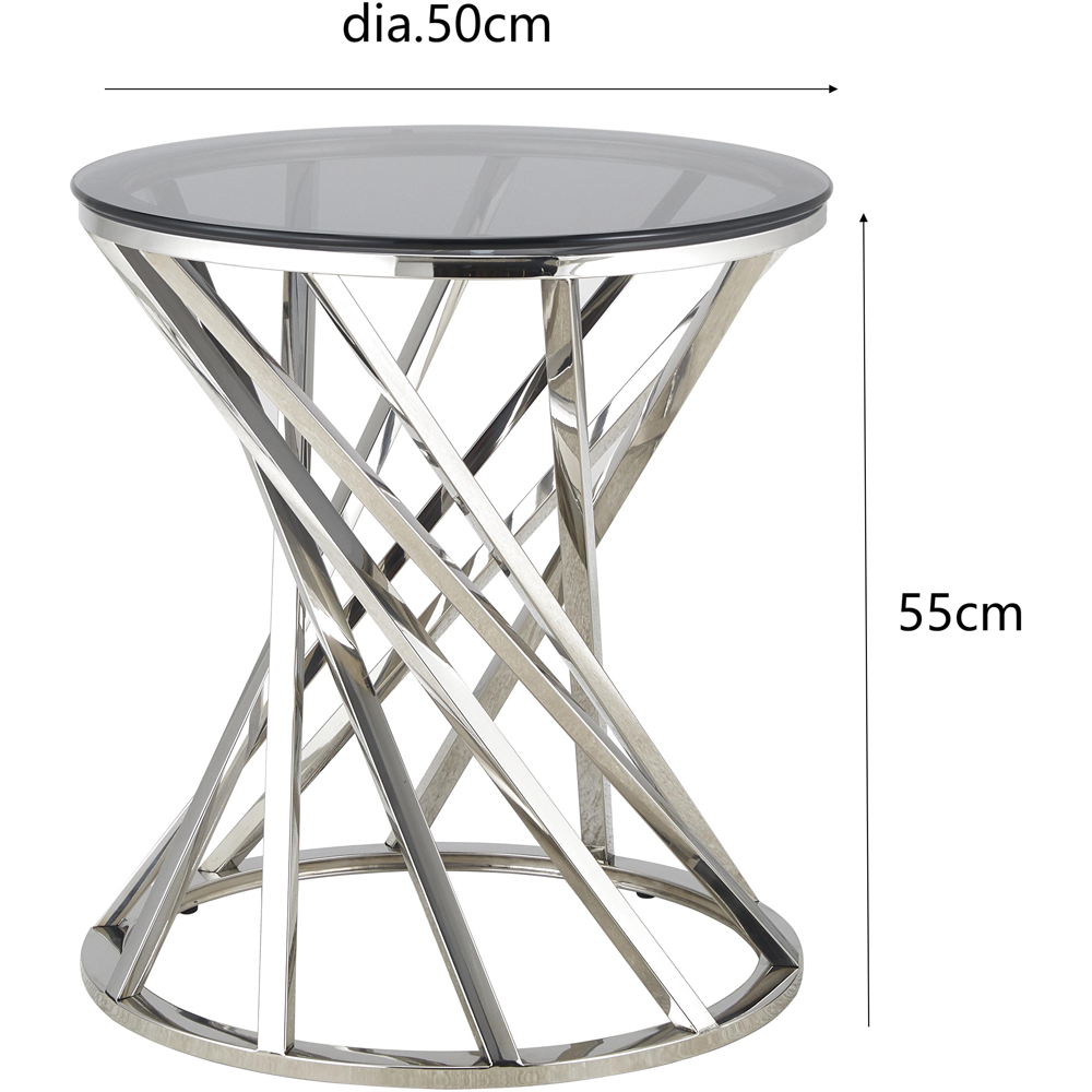 Comfy Living Silver Round Tinted Glass Side Table Image 7