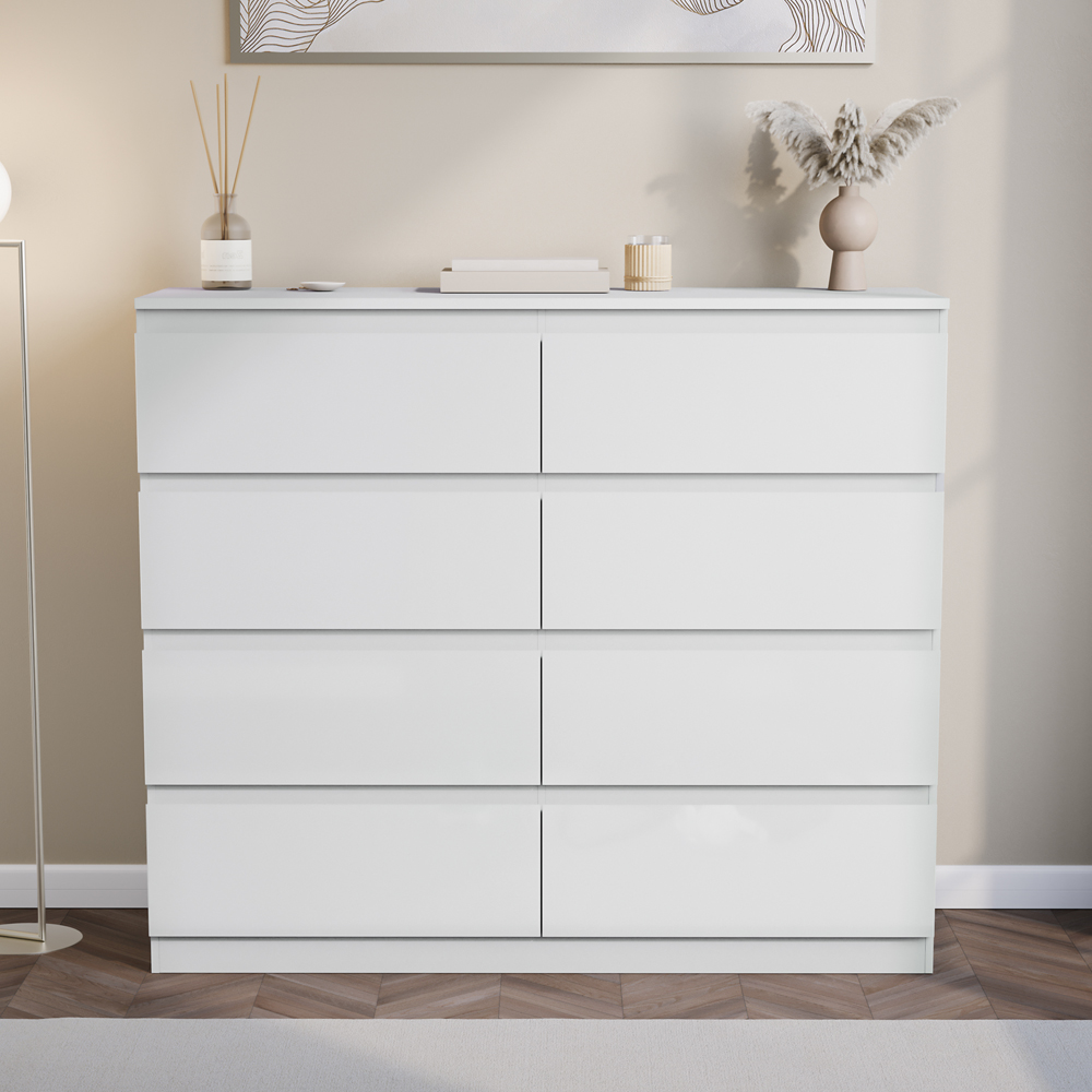VIDA DESIGNS Glinton 8 Drawer White Chest of Drawers Image 3
