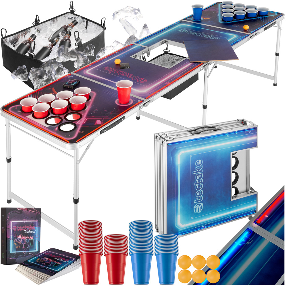 tectake Multicolour Beer Pong Table with Ice Box Image 2