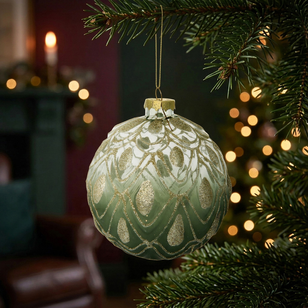 Royal Emerald Ombre Green Glitter Bauble Image 2