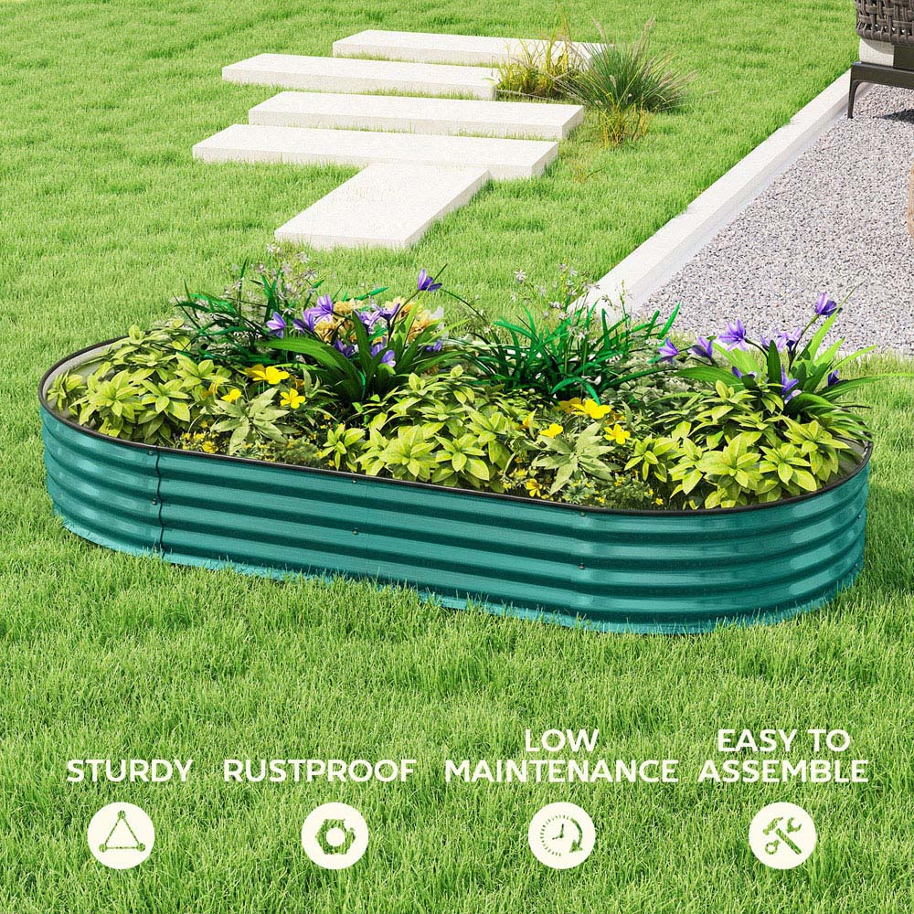 Outsunny Light Green Galvanised Raised Garden Bed  180 x 90 x 30cm Image 6