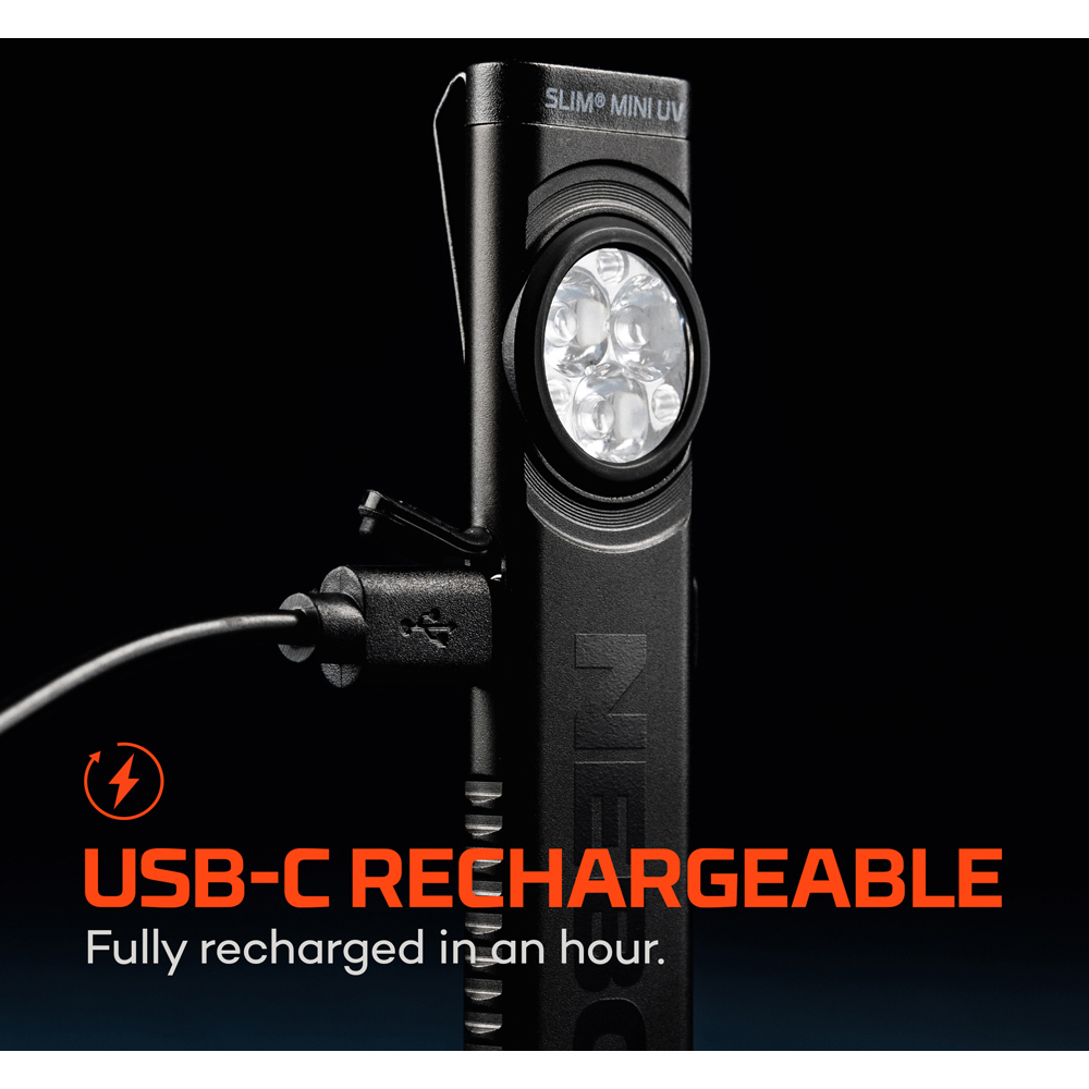 Nebo Slim Mini UV 150 Lumens Rechargeable Dual-Band UV and White EDC Pocket Light with Magnetic Base Image 5