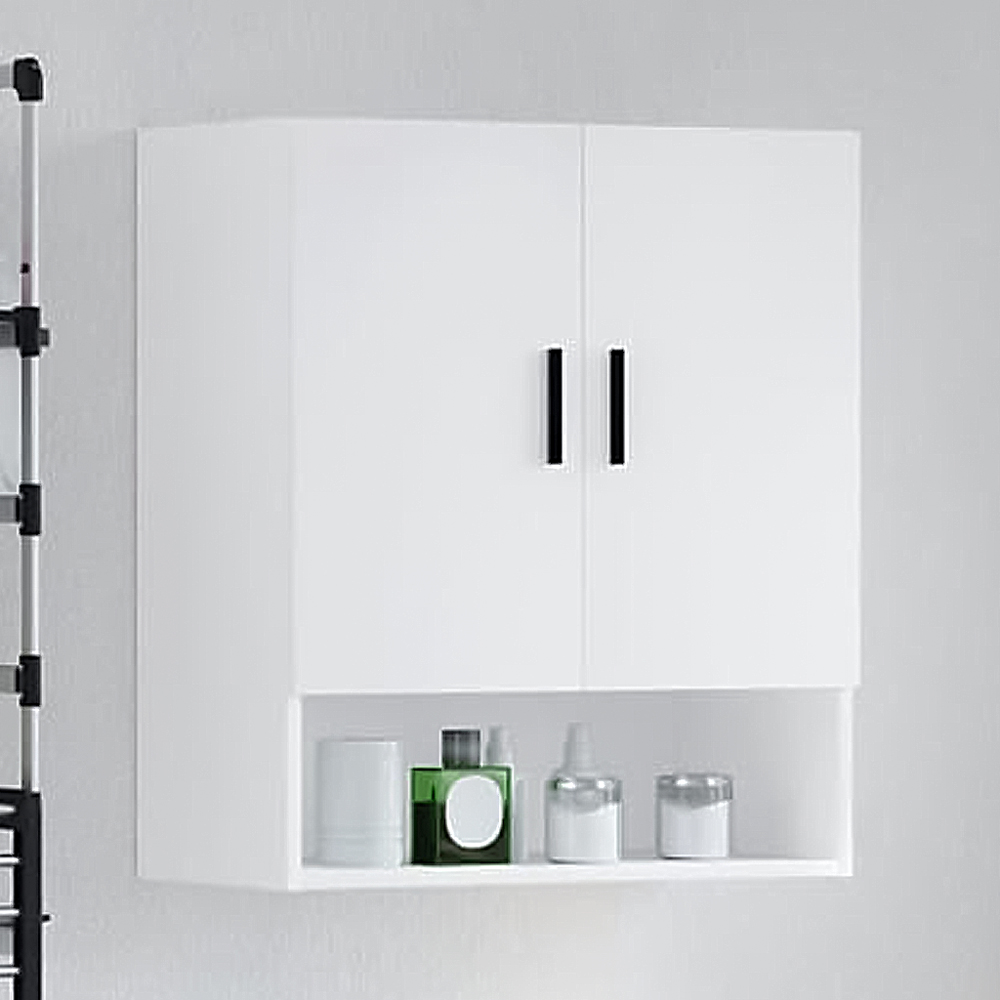 vidaXL 2 Door Single Shelf White Wall Cabinet Image 1