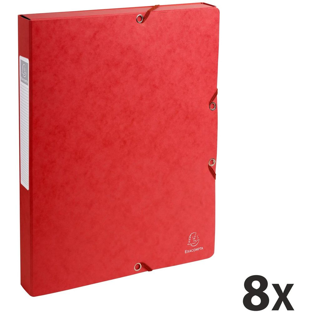 Exacopmta A4 Red Pressboard Box File 25mm 8 Pack Image 7