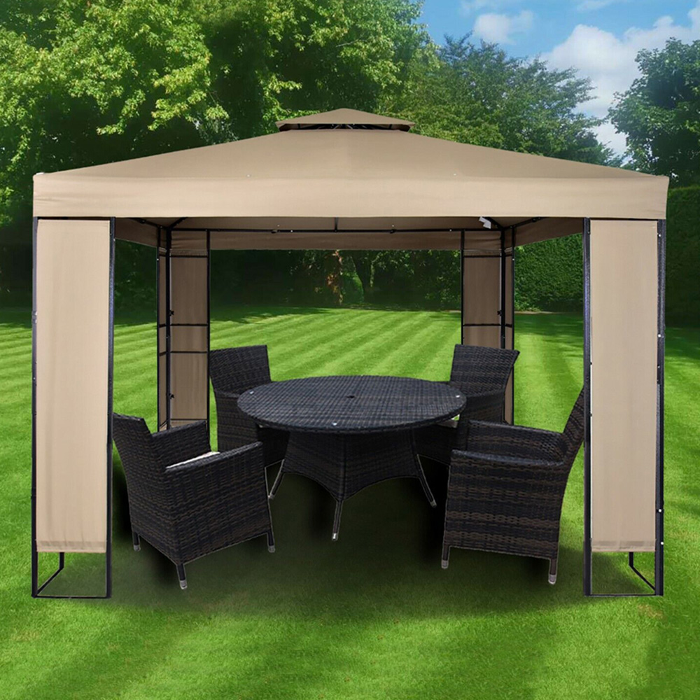 Maximus 3 x 3m Beige Gazebo with Removable Sides Image 1