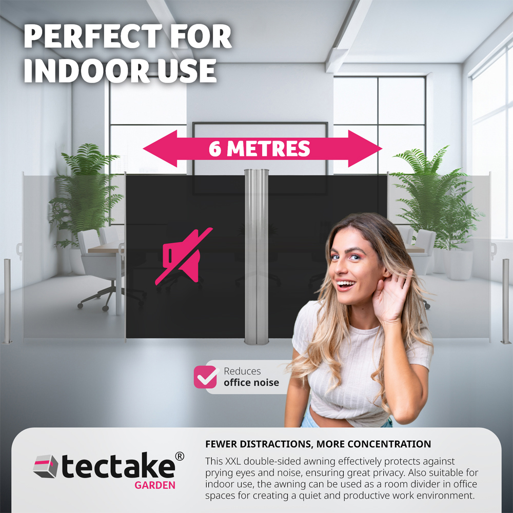 tectake Black Double Sided Retractable Side Awning 1.8 x 6m Image 5