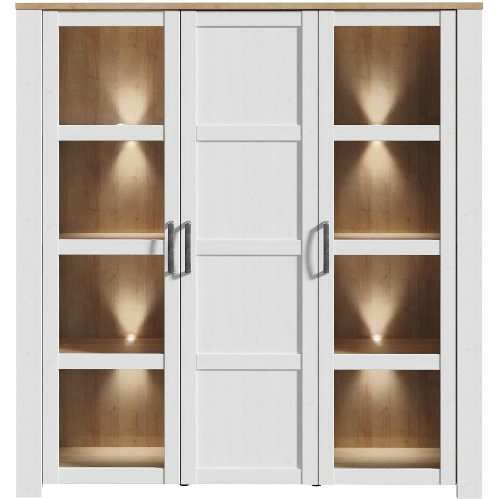 Florence Bohol 3 Door Riviera Oak and White Large LED Display Cabinet Image 6