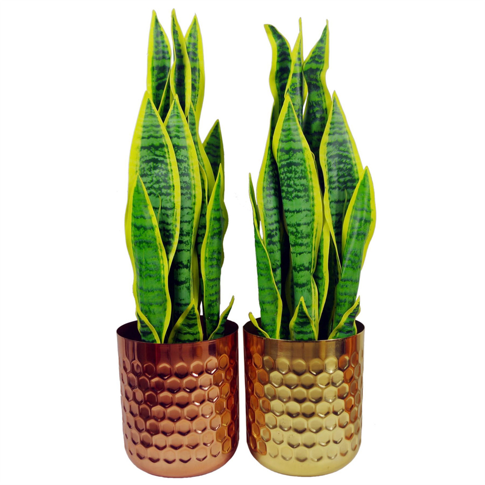 Leaf Gold Metal Honeycomb Planter 18 x 15.5cm Image 3