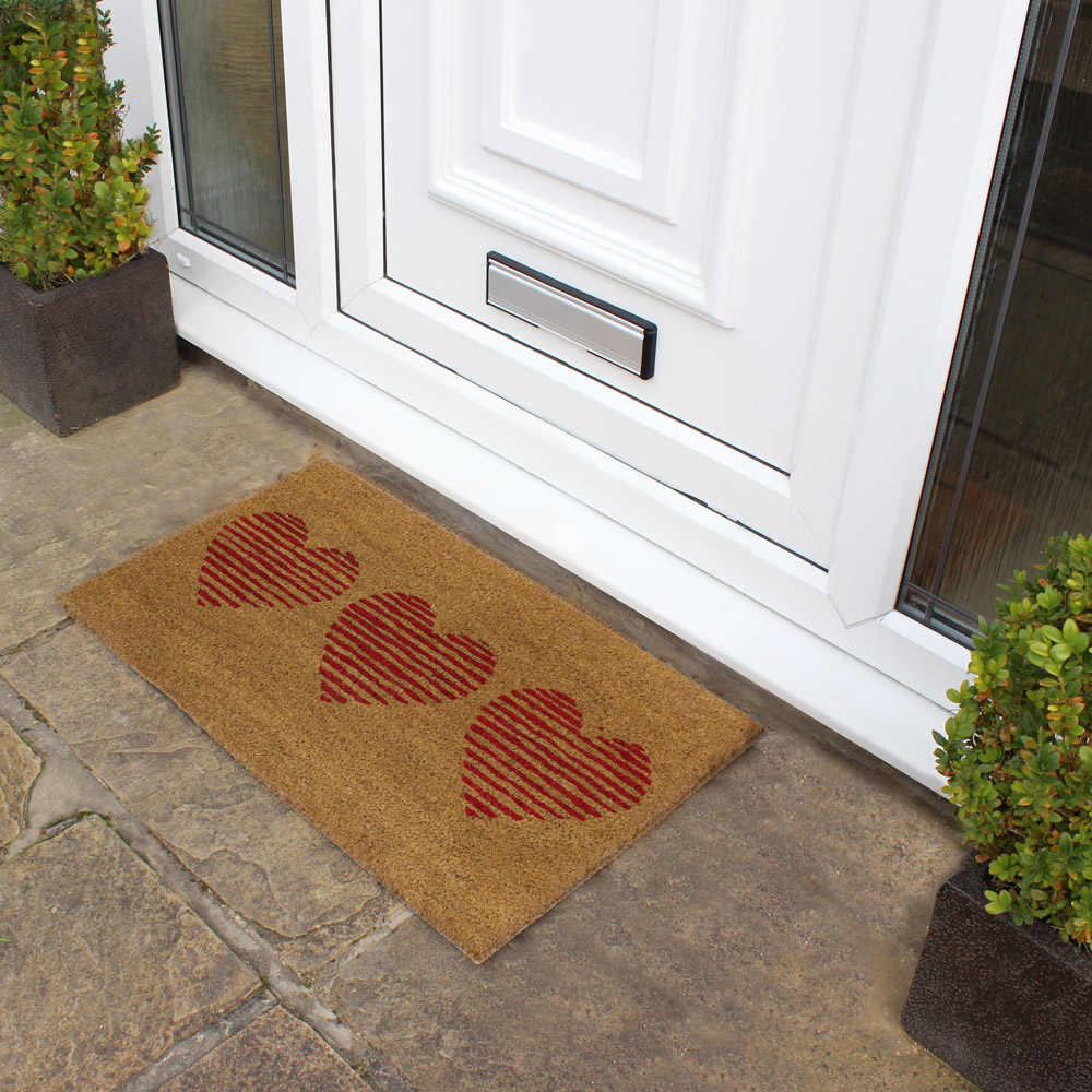 JVL Hearts Latex Coir Door Mat 40 x 70cm Image 2