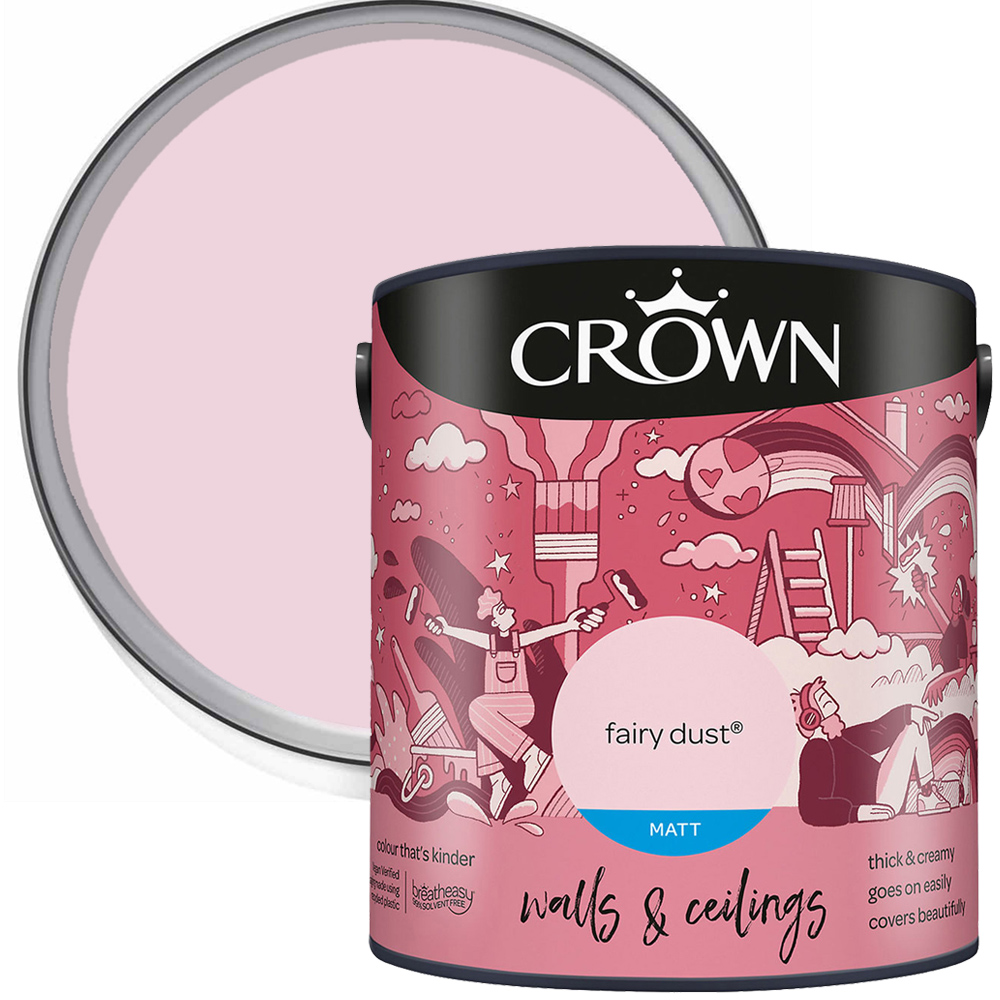 Crown Breatheasy Walls & Ceilings Fairy Dust Matt Emulsion Paint 2.5L Image 1