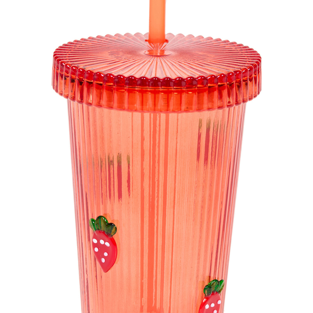 Glass Drinking Jar With Fruit Decal Image 6