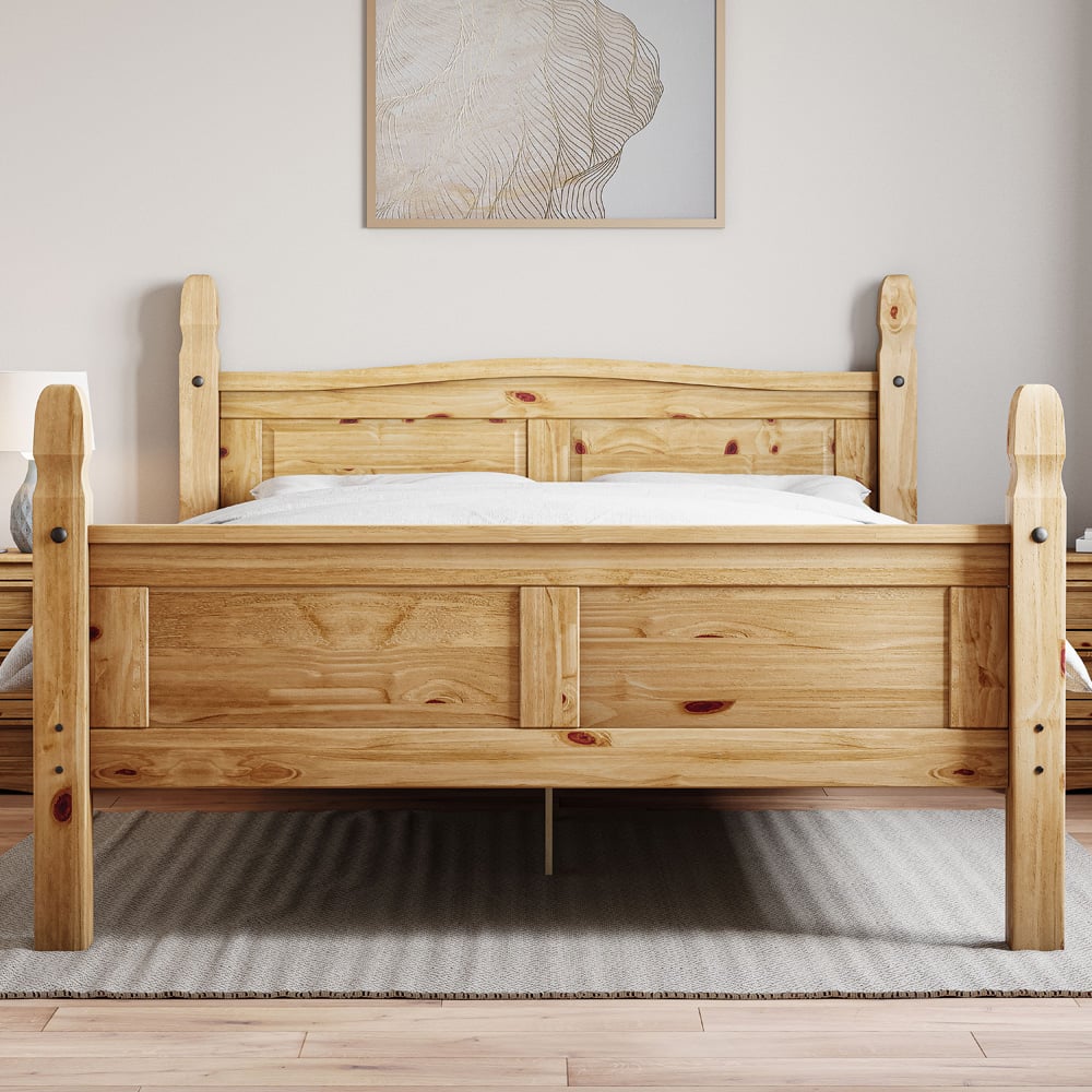 Vida Designs Corona King Size Pine High Foot Wooden Bed Frame Image 3