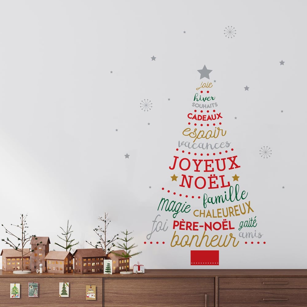 Walplus French Quotes Christmas Tree Self Adhesive Wall Stickers 22 Piece Image 3