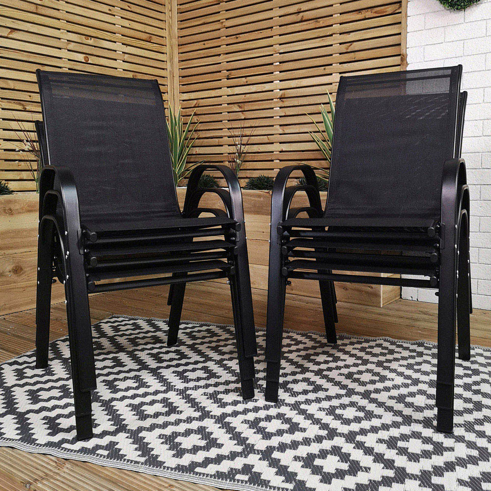 Samuel Alexander Set of 4 Black Textilene Garden Chair Image 1
