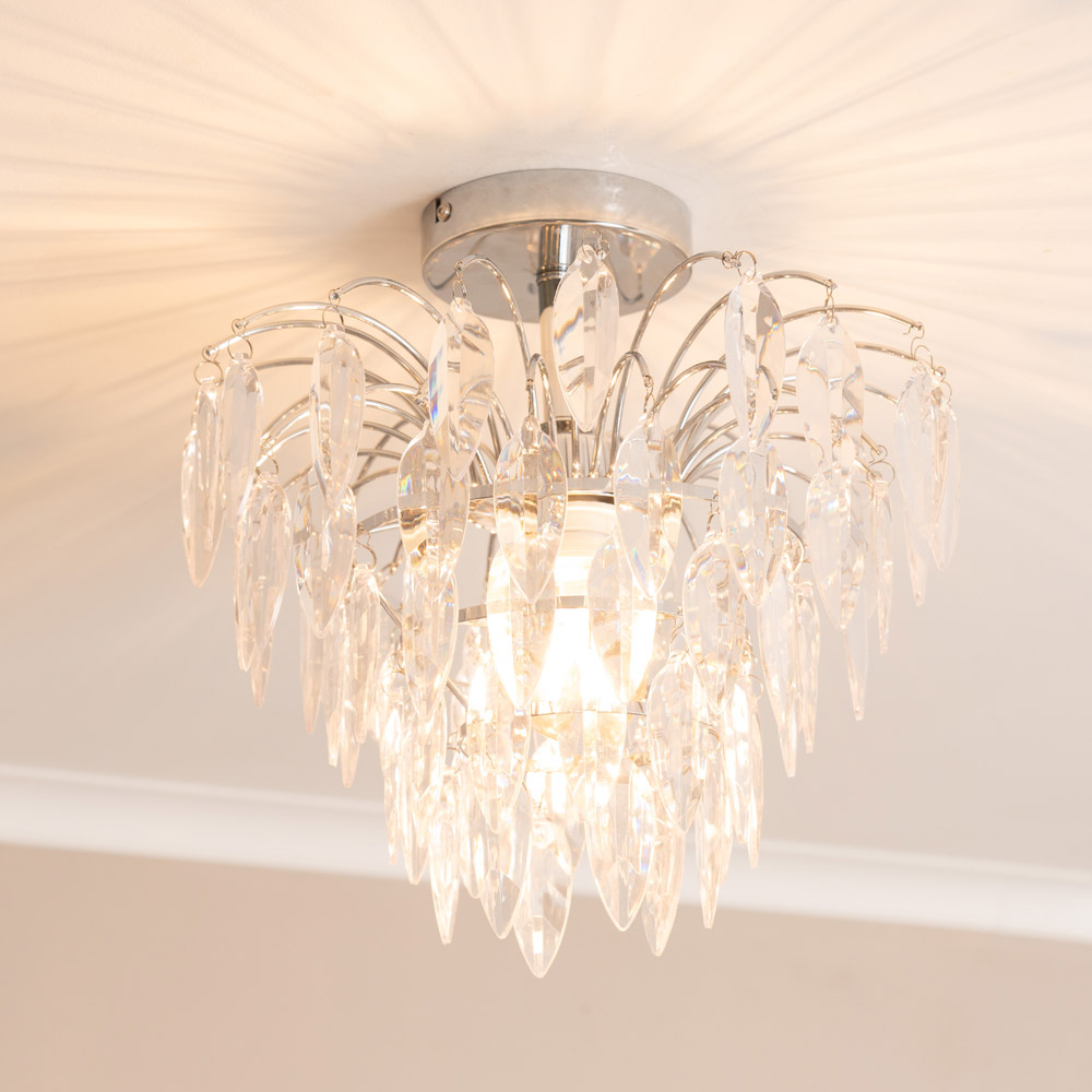ValueLights Emma Acrylic Waterfall Jewel Droplet LED Ceiling Light Image 2