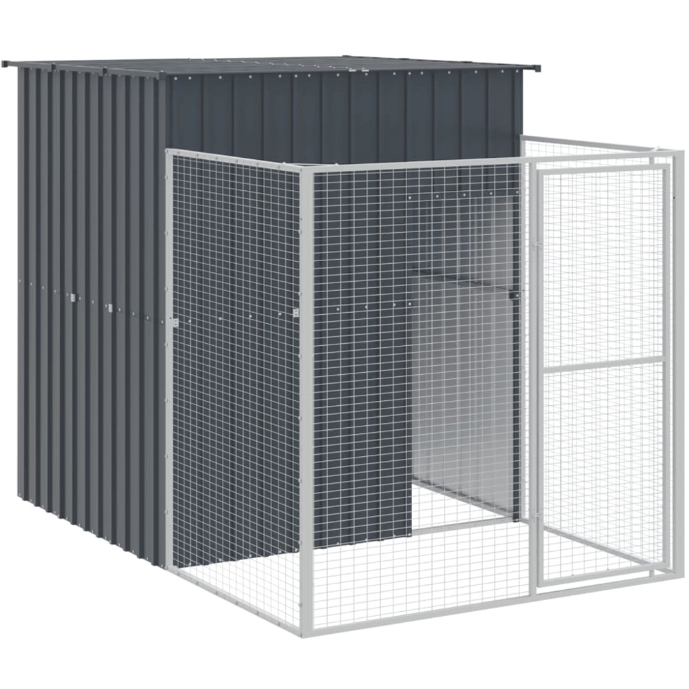 vidaXL Anthracite Galvanised Steel Dog House with Run 165 x 659 x 181cm Image 5