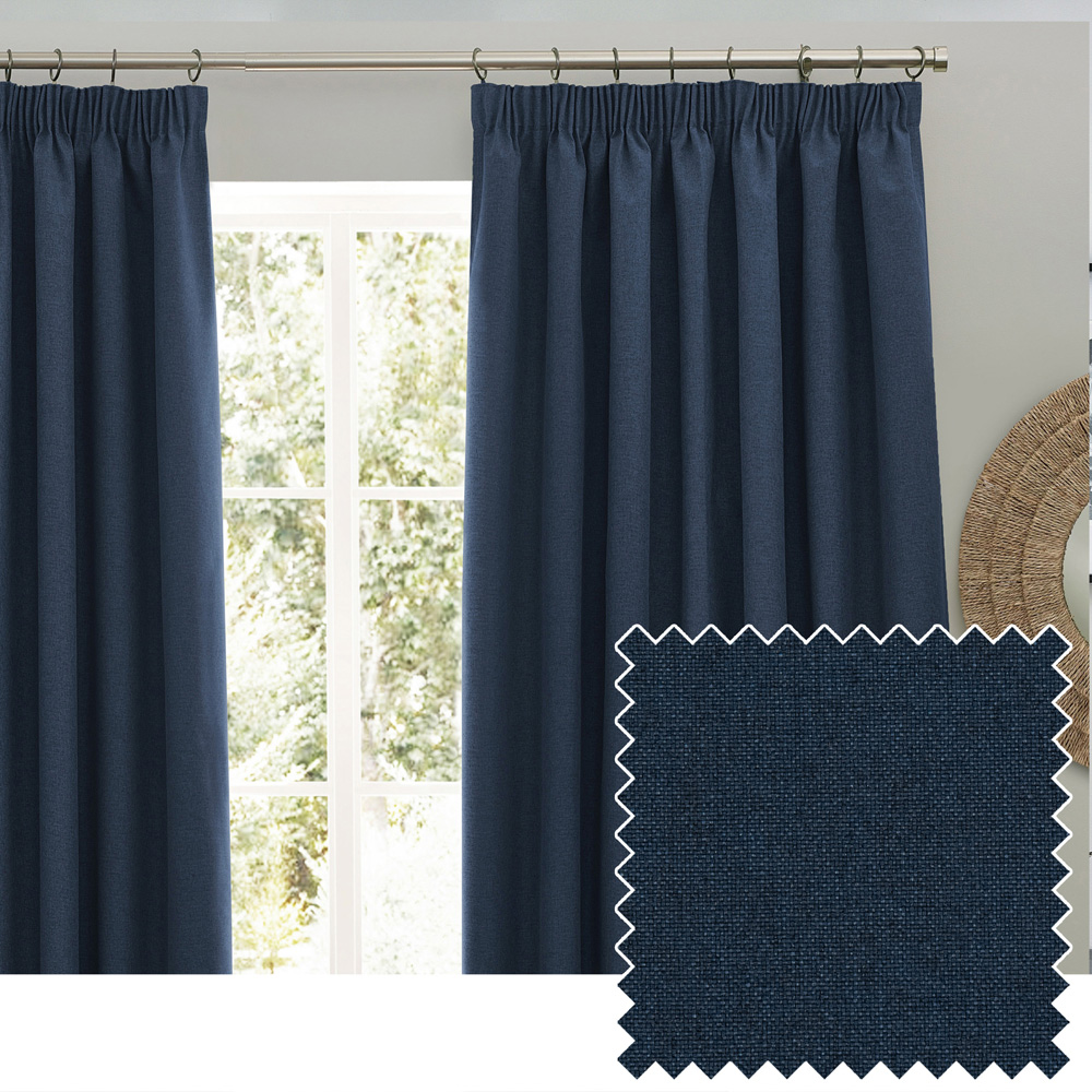 furn. Dawn Blue Blackout Pencil Pleat Curtains 168 x 229cm Image 5
